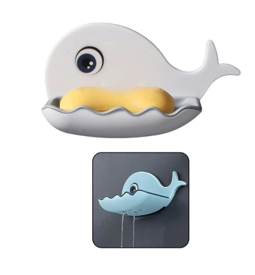 Fish Shape Soap Dish Holder Adhesive Waterproof Wall Mounted 2pcs